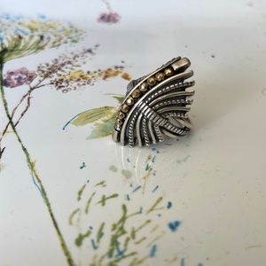 Jennifer Nettles Genuine Bold Domed Sterling Silver and Hematite Ring Size 8